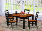 East West Furniture WEPF5-BCH-W 5 Piece Dining Table Set for 4 Includes a Rectangle Kitchen Table with Butterfly Leaf and 4 Dinette Chairs, 42x60 Inch, Black & Cherry