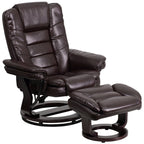 Flash Furniture Bali Contemporary Multi-Position LeatherSoft Recliner Chair with Ottoman, 360-Degree Swivel Recliner Chair/Ottoman Set, Brown
