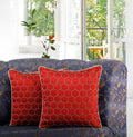 Dekor World Golden Hexagonal Embroidered Cushion Cover (Pack Of 2) 40X40 Cm (16X16 Inches) Regular Size Cushion Cover