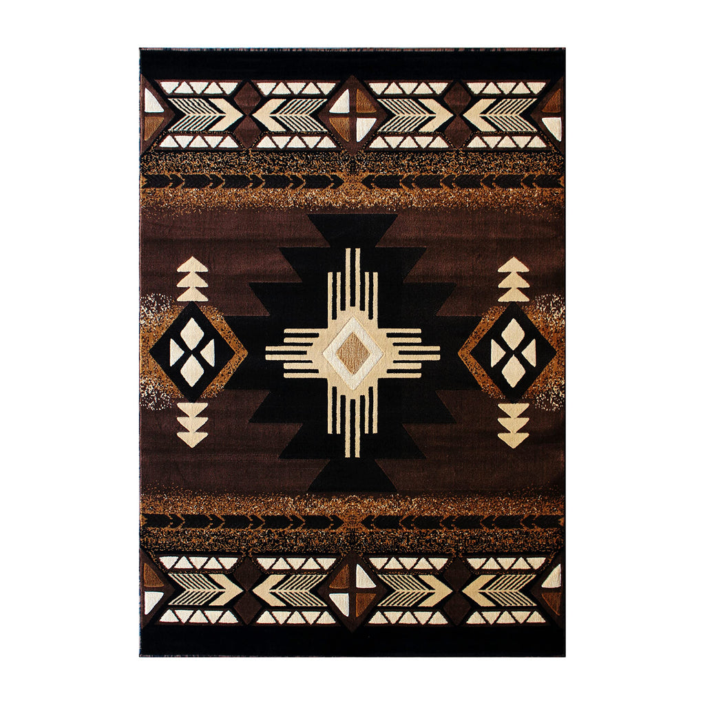 Flash Furniture Mohave Traditional Southwestern Style Area Rug - Rustic Chocolate Accent Rug - 5' X 7' - Olefin Fibers With Jute Backing