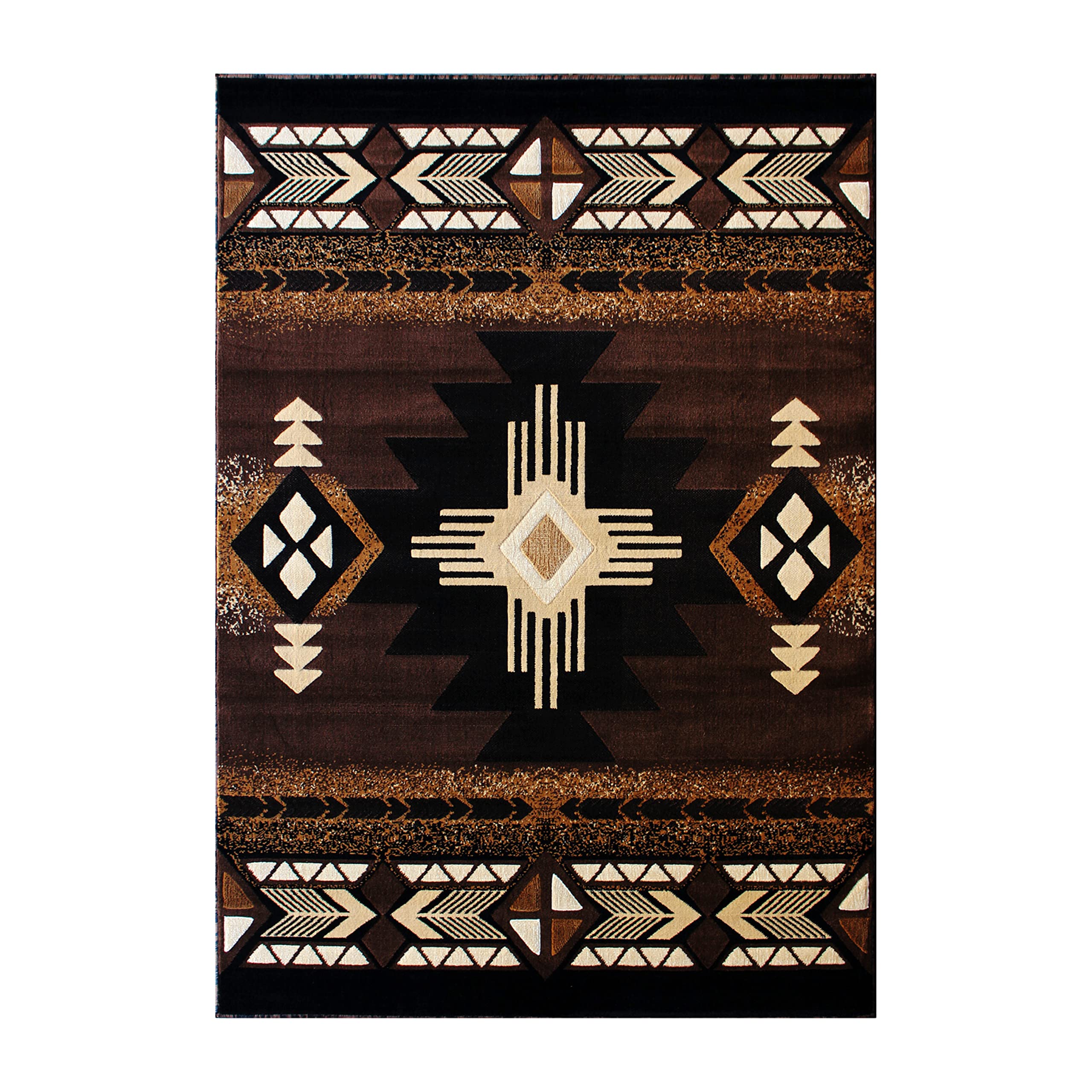 Flash Furniture Mohave Traditional Southwestern Style Area Rug - Rustic Chocolate Accent Rug - 5' X 7' - Olefin Fibers With Jute Backing