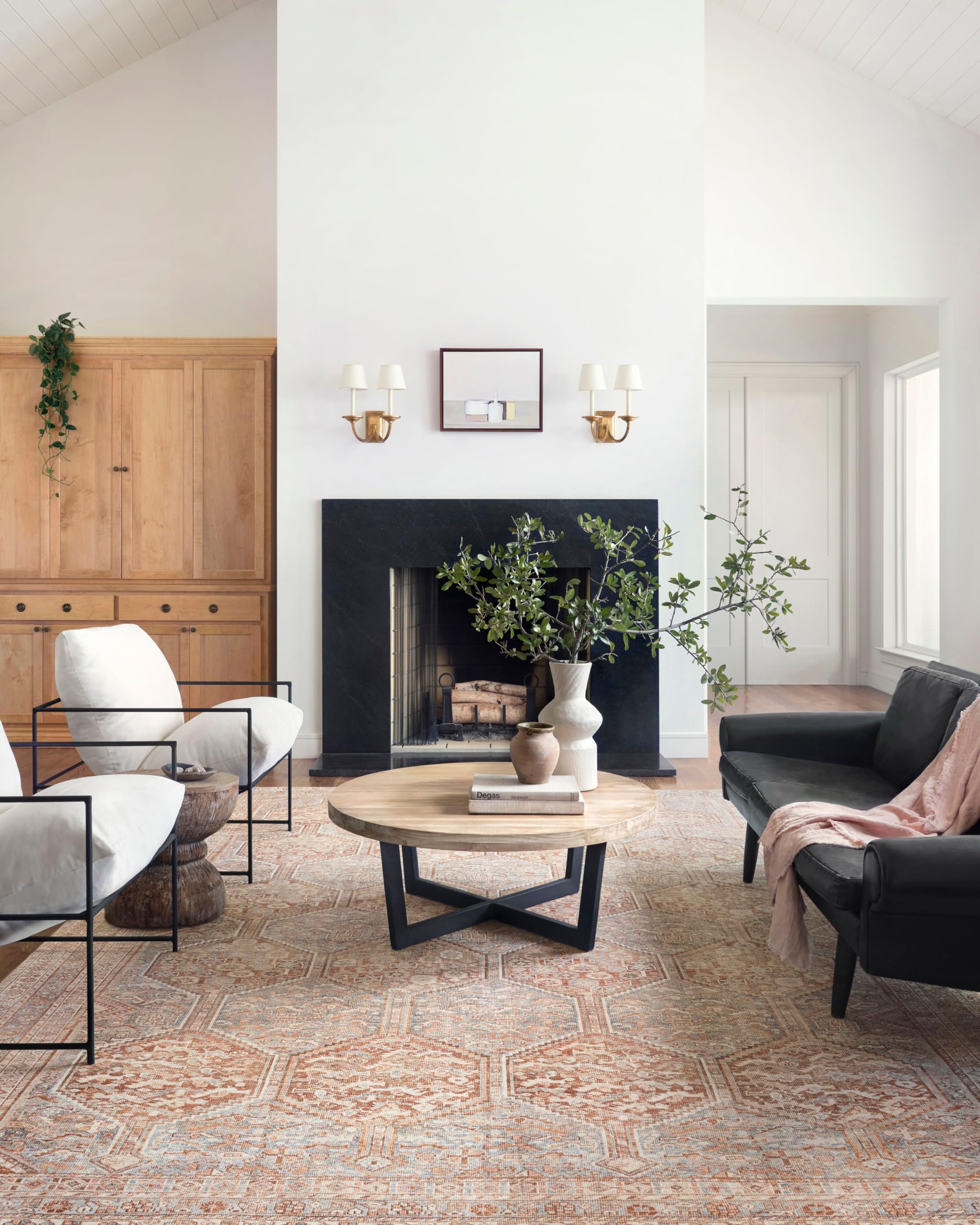 Loloi Chris Loves Julia x Jules Collection, Tangerine & Mist 5-0 x 7-6 Area Rug - Vintage Accent Rugs for Living Room, Bedroom