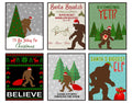 Funny Bigfoot Themed Art Prints Wall Decor Signs Bathroom Christmas Room (Christmas Set)