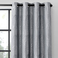 Light Grey And Silvery 100% Blackout Jacquard Geometric Pattern Curtains,52 Inch Wide 63 Inches Length 2 Panels, Thermal Insulat