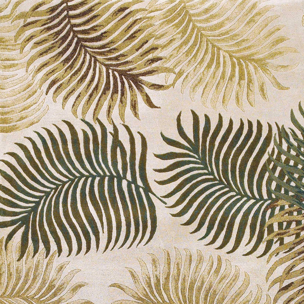 HomeRoots Wool 8'x11' Natural Beige Hand Tufted Tropical Leaves Indoor Area Rug