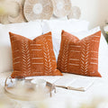 Blissblush Brick Red Decorative Throw Pillow Covers 18X18, Set Of 2, Boho Farmhouse Cushion Cover, Cozy Soft Accent Pillowcase F