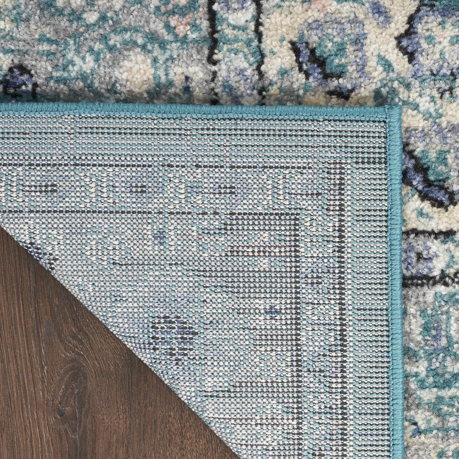 Nourison Passion Bohemian Turquoise Grey 2'2'' X 10' Area-Rug, Easy-Cleaning, Non Shedding, Bed Room, Living Room, Dining Room,