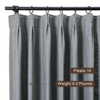 Twopages Double Layer Lined Pinch Pleated Curtain Dark Grey Linen Blend Light Filtering Room Darkening Curtain For Kitchen, Wind