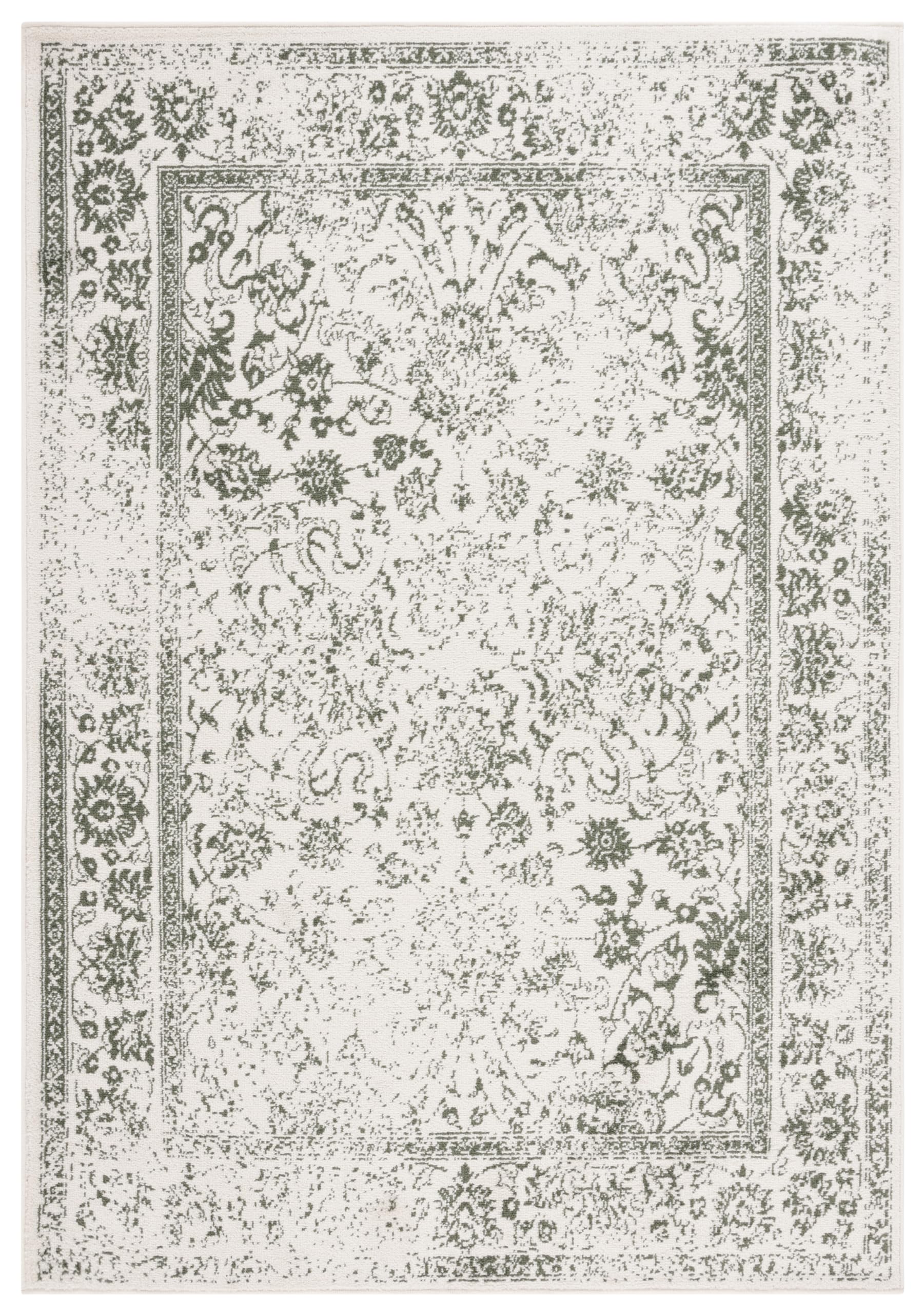 SAFAVIEH Adirondack Collection Area Rug - 6 Square, Ivory & Dark Green, Oriental Design, Non-Shedding & Easy Care, Ideal for Hi