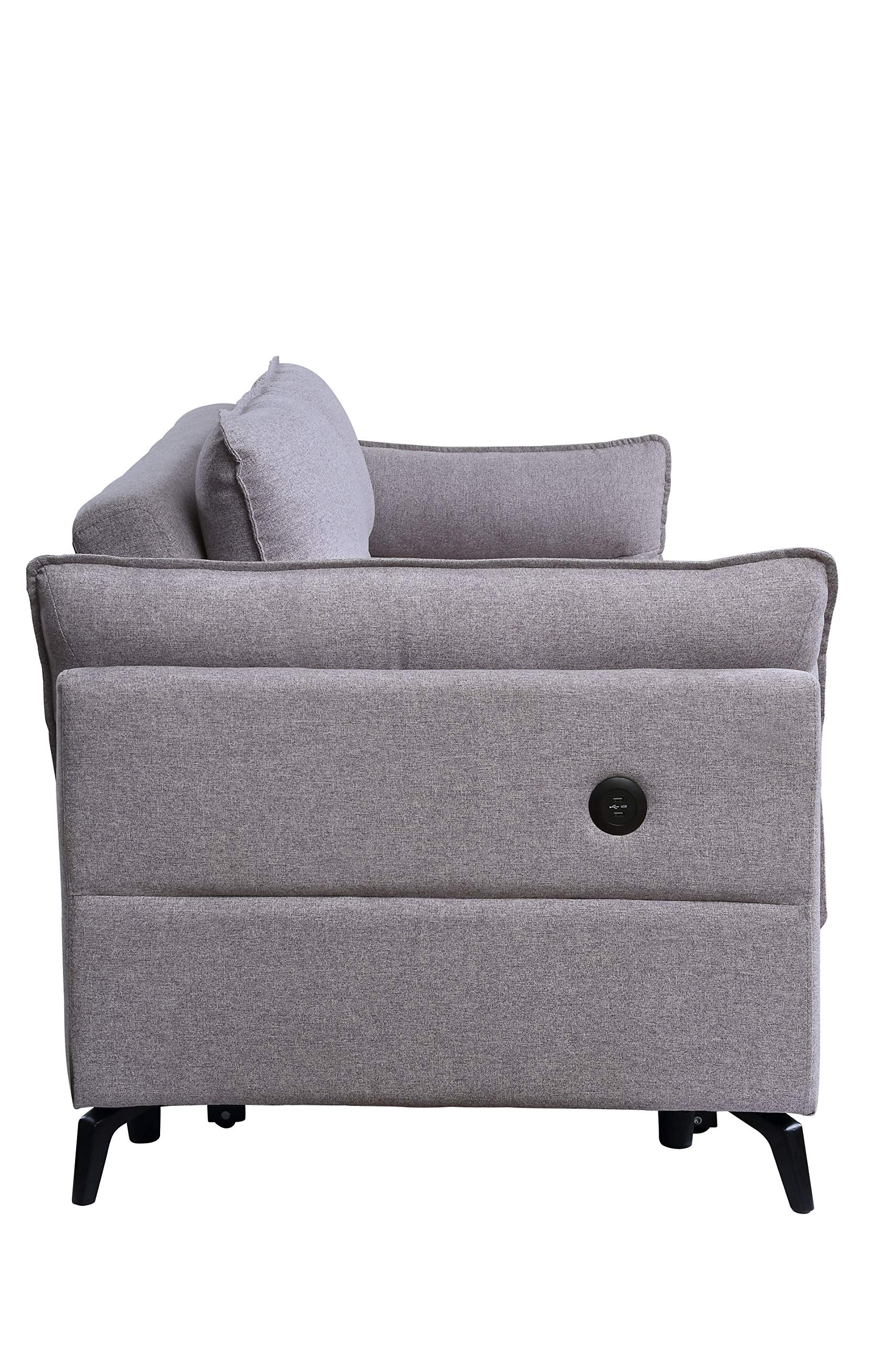 Acme Helaine Fabric Loose Back Sleeper Sofa with USB Port in Gray
