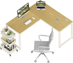 Shw Home Office 55'X60' Large L Shaped Corner Desk, Oak