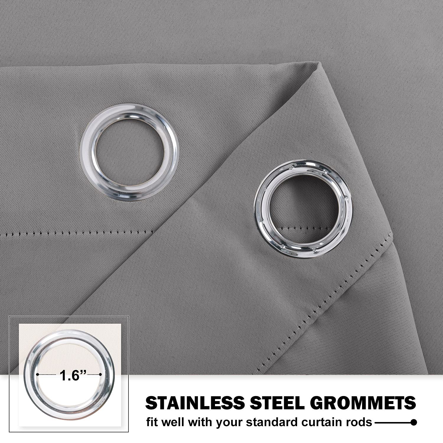 Nicetown Short Curtain Tiers For Small Window, Blackout Curtains Thermal Insulated Light Blocking Drapes Grommet Top Curtain Panels For Bedroom & Kitchen, 34 W X 36 L, Silver Grey, 1 Pair