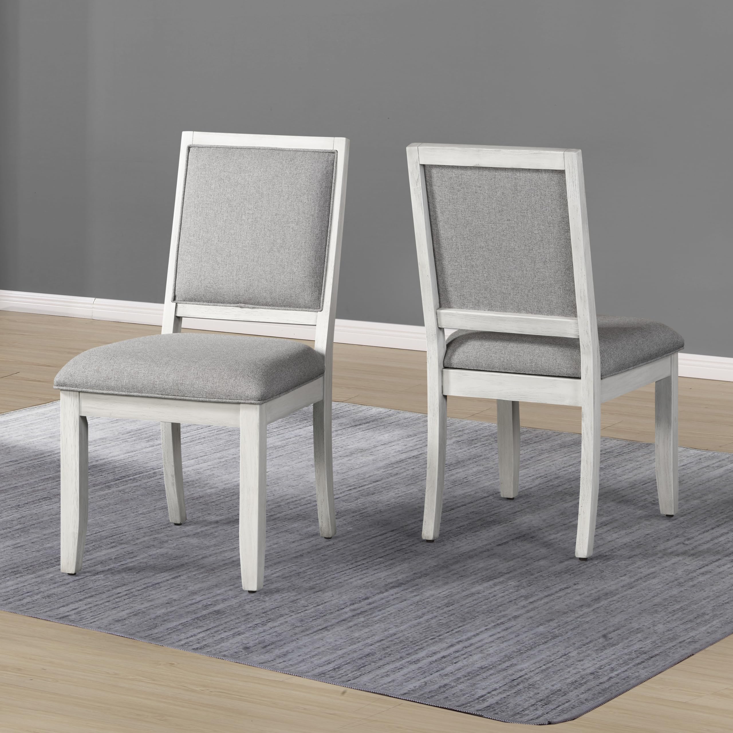 Steve Silver Upholstered Canova Side Chairs, Set of 2 Chairs, Dining, Office, or Guest Chair, Weathered White, Wood Frame, Tapered Leg, Hardwood Solids, 19.5''x24.5''x38''H, Grey/White