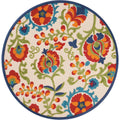 Nourison Aloha Indoor/Outdoor Multicolor 4' X Round Area Rug, Easy Cleaning, Non Shedding, Bed Room, Living Room, Dining Room, B