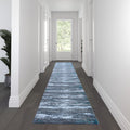 Flash Furniture Marian Collection Area Rug - Distressed Turquoise Olefin Rug With Jute Backing - 3' X 16' - Entryway, Living Room, Bedroom