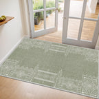 NICETOWN Entryway Rug 2x3 Small Rug Sage Green Rug Washable Thin Geometric Area Rug - 2x3 Boho Non-Slip Entryway Rug Living Room