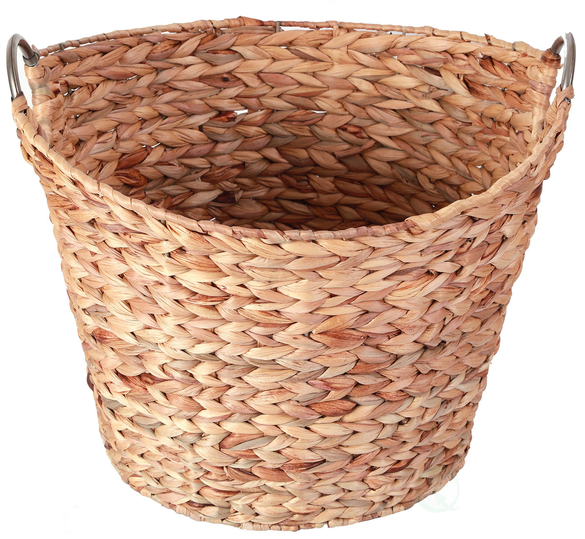 Vintiquewise Large Round Wicker Laundry Hamper Basket, Water Hyacinth Woven, Tall Hamper with Metal Handles, Extra Large Rattan 