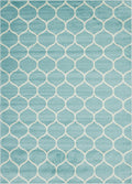 Unique Loom Trellis Frieze Collection Area Rug - Rounded (9' x 12' 2'', Light Blue/ Ivory)