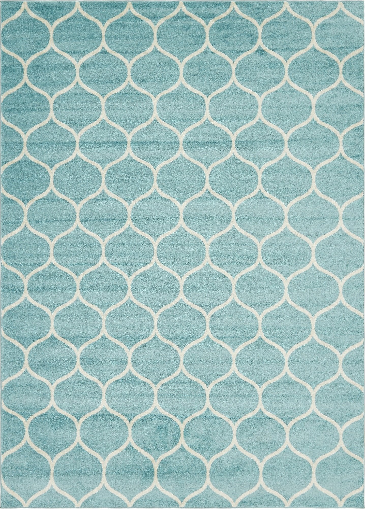 Unique Loom Trellis Frieze Collection Area Rug - Rounded (9' x 12' 2'', Light Blue/ Ivory)