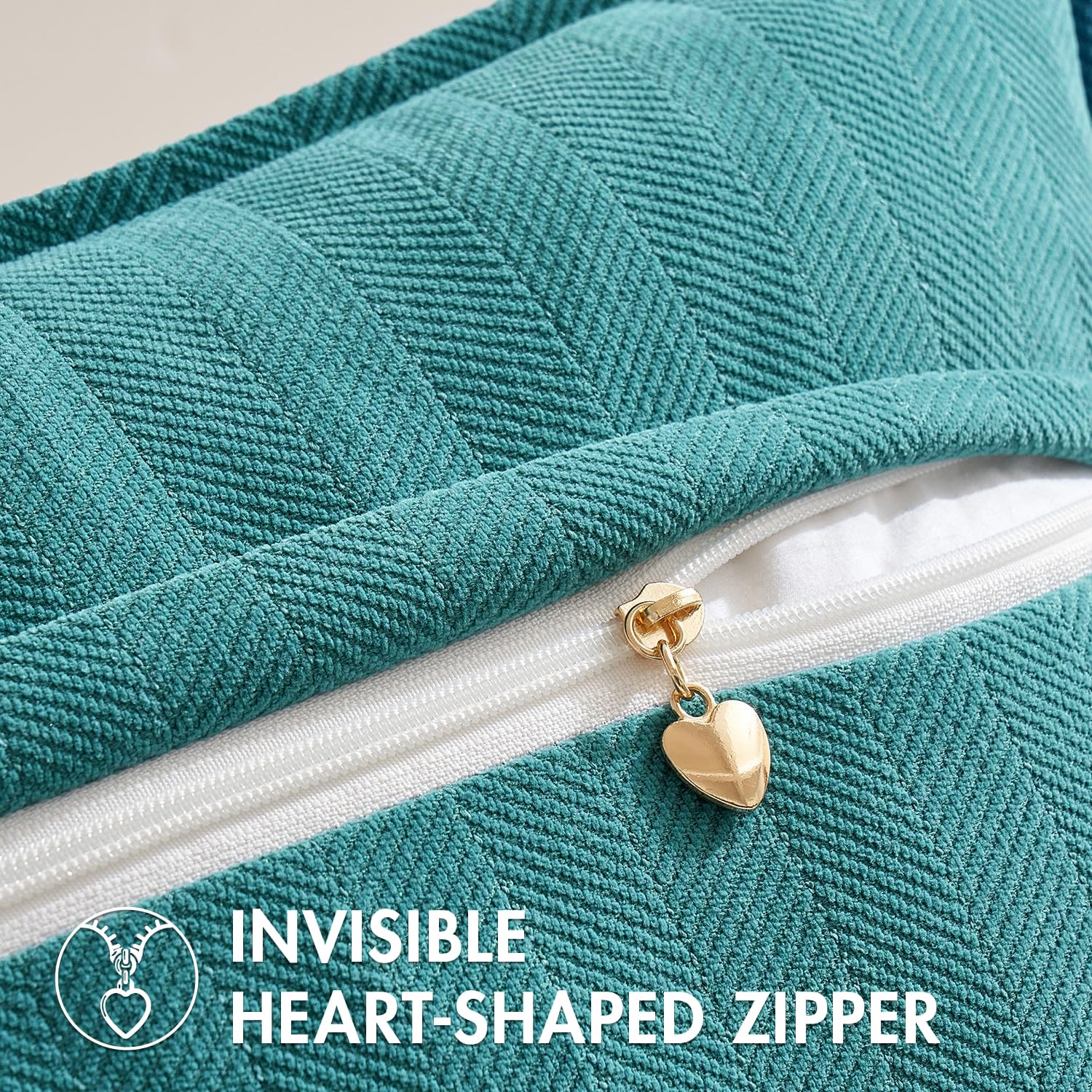 Miulee Pack Of 2 Teal Decorative Pillow Covers 16X16 Inch Soft Chenille Luxurious Couch Throw Pillows Farmhouse Cushion Covers With Elegant Design For Sofa Bedroom Living Room Home Decor