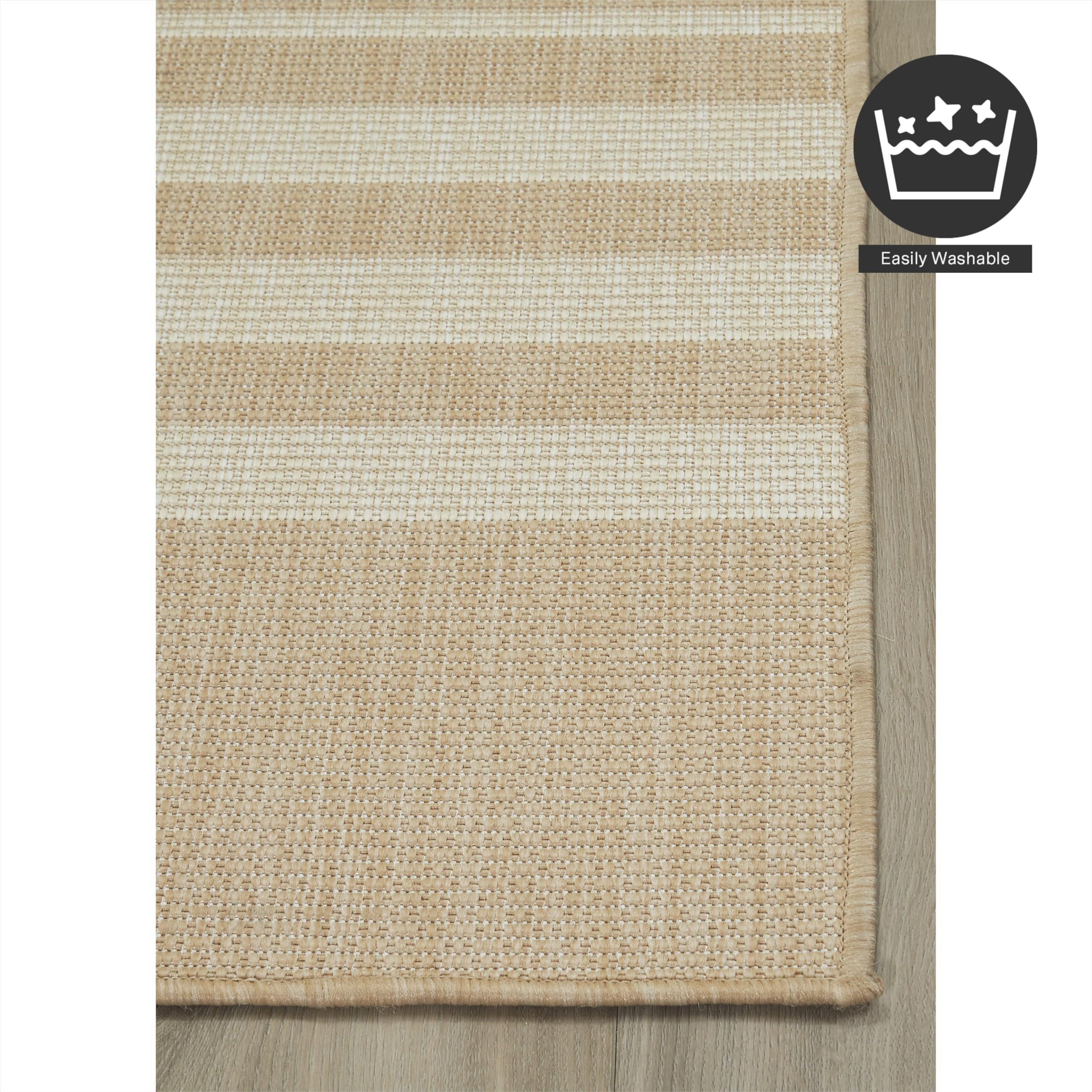 Fh Home Flat Woven Outdoor Rug - Waterproof, Easy To Clean, Stain Resistant - Premium Polypropylene Yarn - Modern Geometric Kili