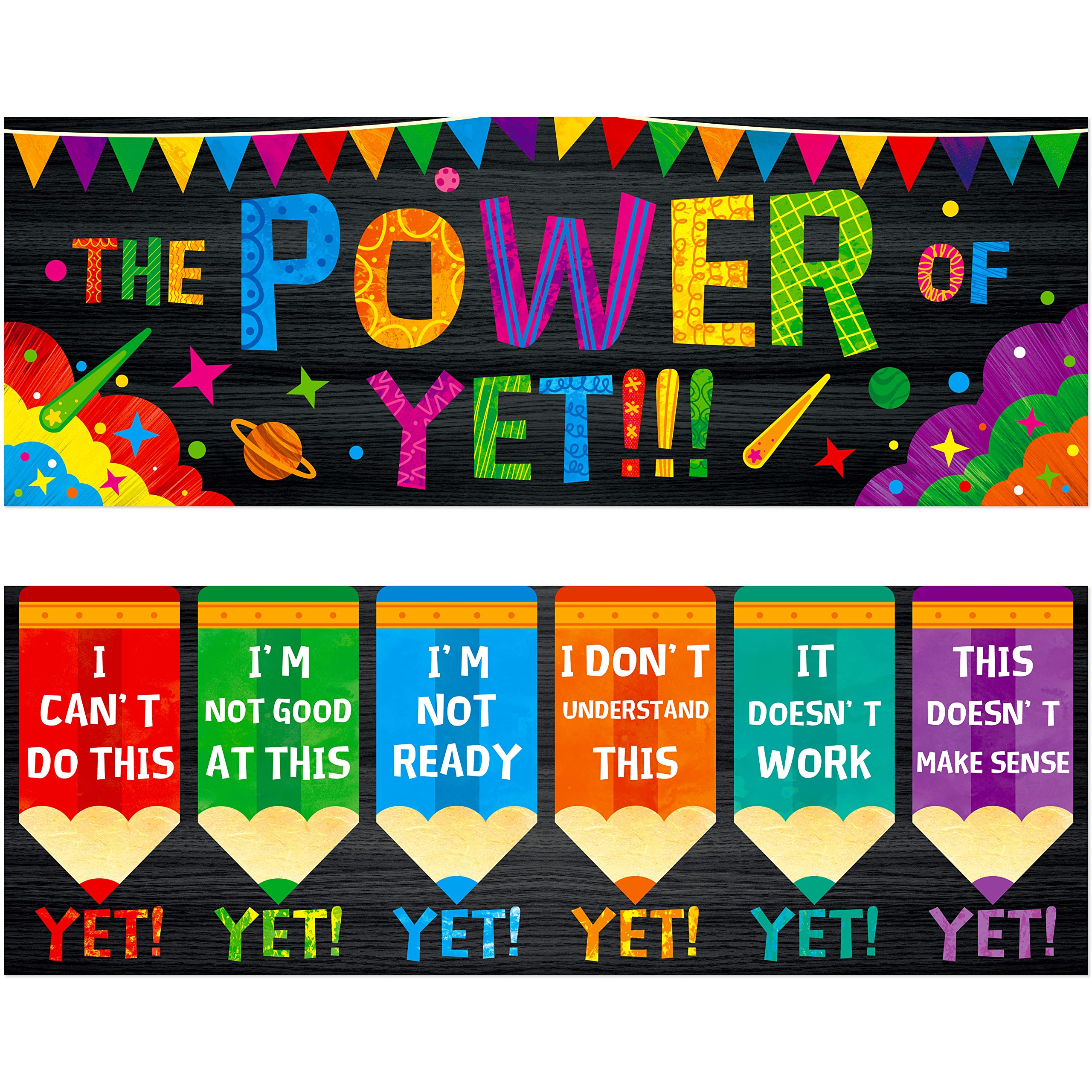 Classroom Banner Poster, 2 Pcs Encouragement Bulletin Board Decoration Colorful Inspirational Wall Decor For School & Classroom
