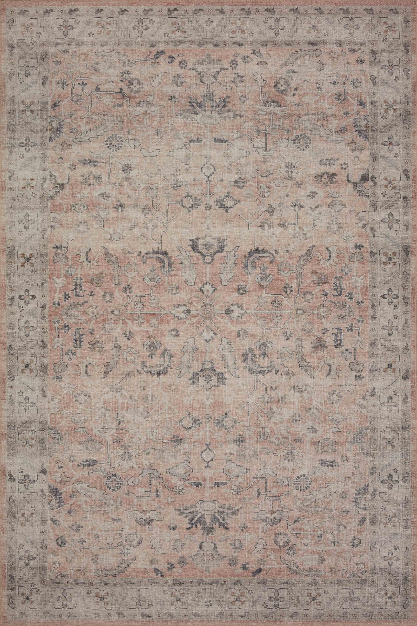 Loloi II Hathaway Collection HTH-06 Blush / Multi 7-6 x 9-6, .25 Thick, Area Rug, Soft, Durable, Printed, Modern, Low Pile, No