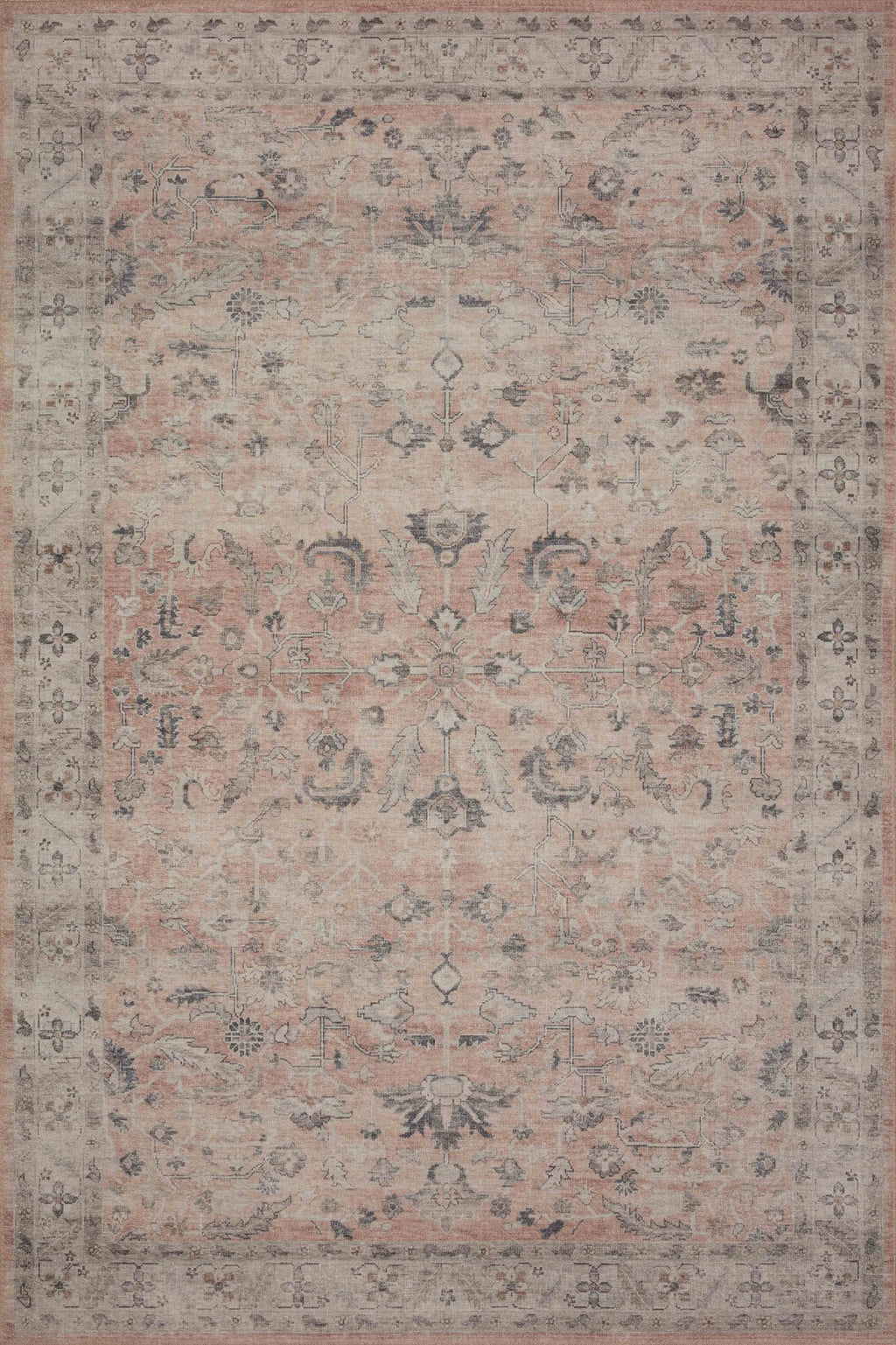 Loloi II Hathaway Collection HTH-06 Blush / Multi 2'-3'' x 3'-9'', .25'' Thick, Accent Rug, Soft, Durable, Printed, Modern, Low 