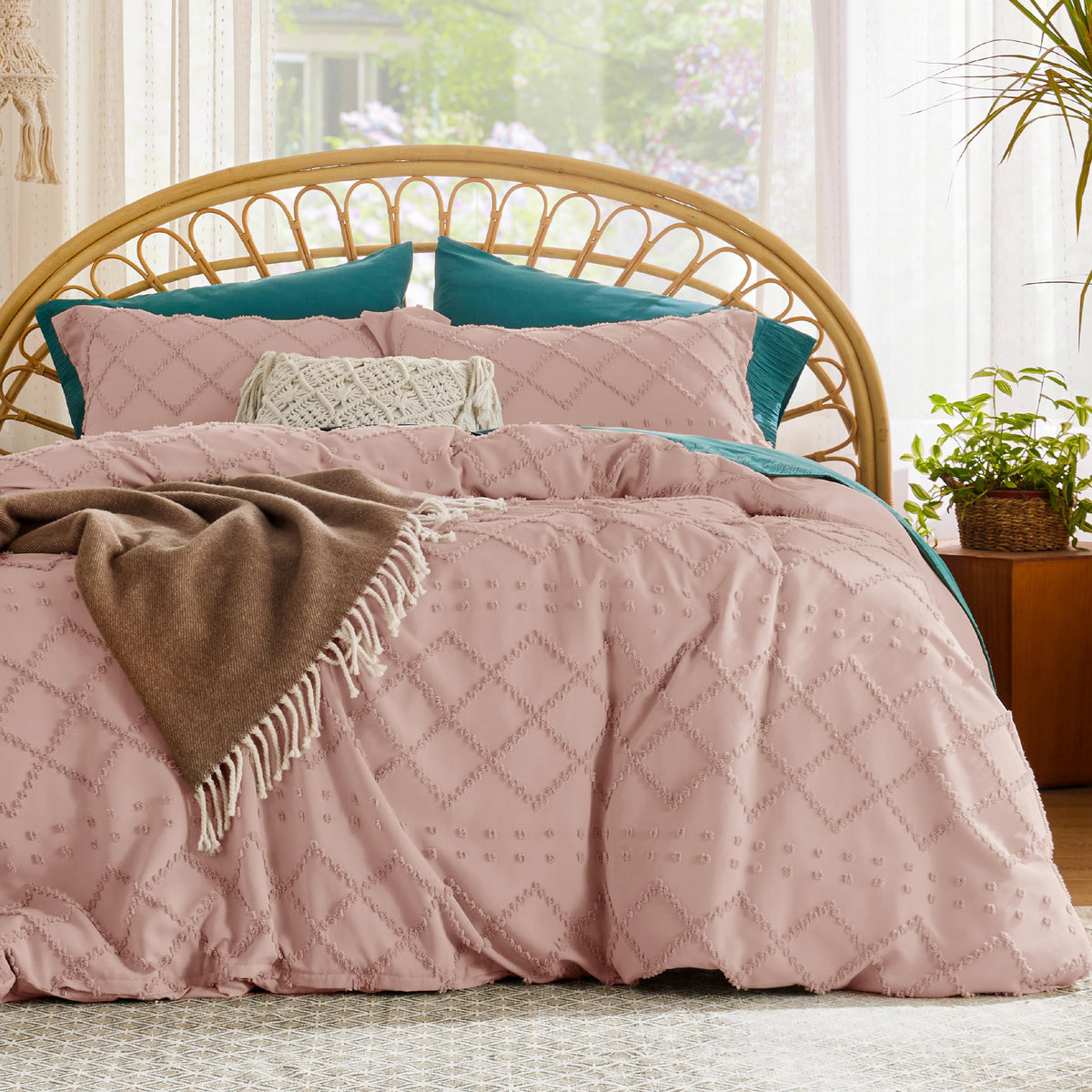 Bedsure Twin/Twin Xl Duvet Cover - Duvet Cover Twin Size, Twin Boho Bedding For All Seasons, 2 Pieces Embroidery Shabby Chic Hom