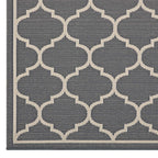 Modway Avena Moroccan Quatrefoil Trellis 9X12 Indoor And Outdoor Area Rug In Gray And Beige