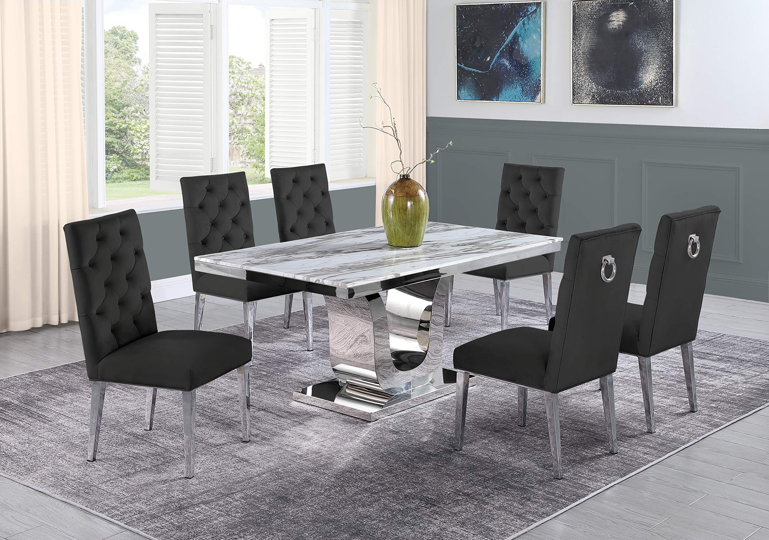 Furniture D14-6Sc71 Dining Set, Black