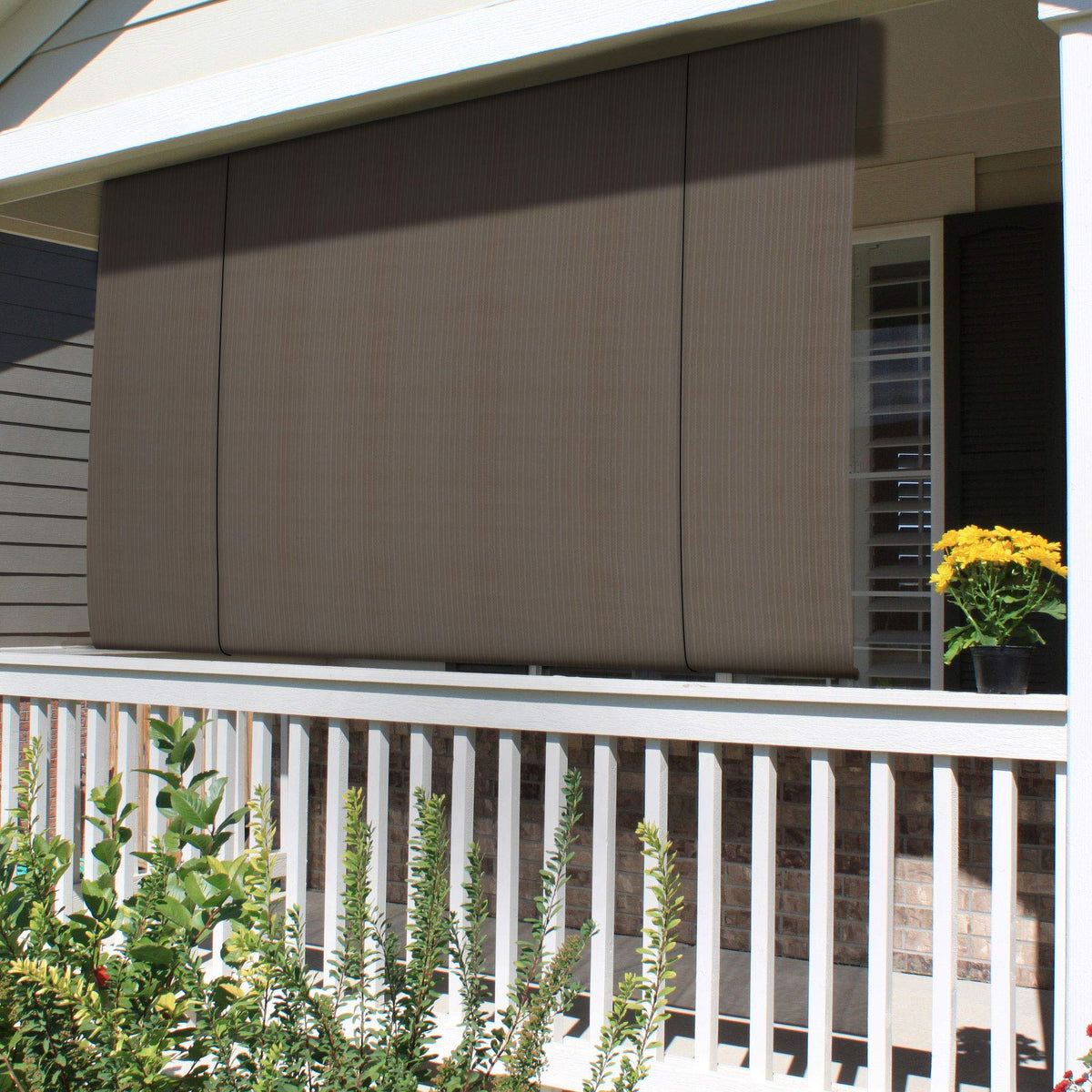 Patio Roll Up Down Shades Roller Window Shade 6'W X 12'L Brown Outdoor Shade Blinds Pull Shade Privacy Screen Porch Deck Balcony