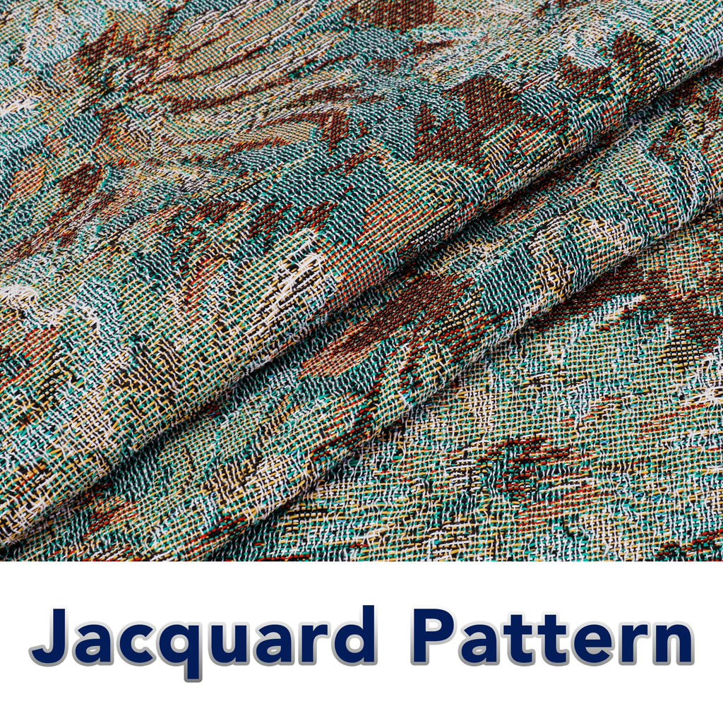 Purefit Geometric Jacquard Throw Sofa Cover - Textured Soft Washable Decorative Couch Covers For 3 Cushion Couch, Throw Cover With Tassels Furniture Protector For Pets, Kids (Small, Flower Sage)
