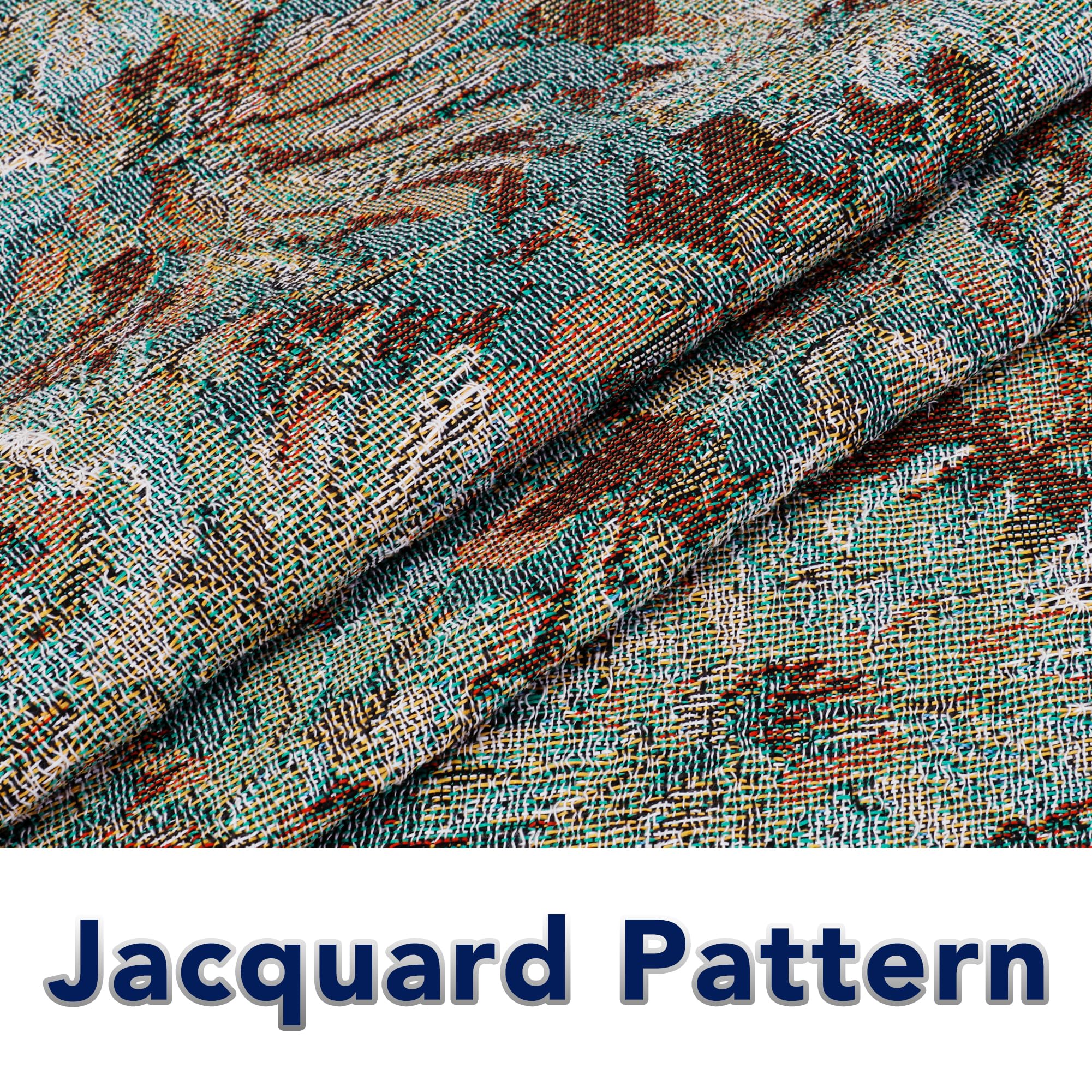 Purefit Geometric Jacquard Throw Sofa Cover - Textured Soft Washable Decorative Couch Covers For 3 Cushion Couch, Throw Cover With Tassels Furniture Protector For Pets, Kids (Large, Flower Sage)