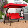 Purple Leaf 3-Seat Deluxe Outdoor Patio Porch Swing With Weather Resistant Steel Frame, Adjustable Tilt Canopy, Cushions And Pillow Included, Terra
