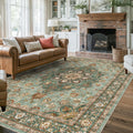 TOPRUUG Washable Oriental Area Rug - 7x10 Rugs for Living Room Soft Carpet for Bedroom Waterproof Floral Distressed Indoor Stain