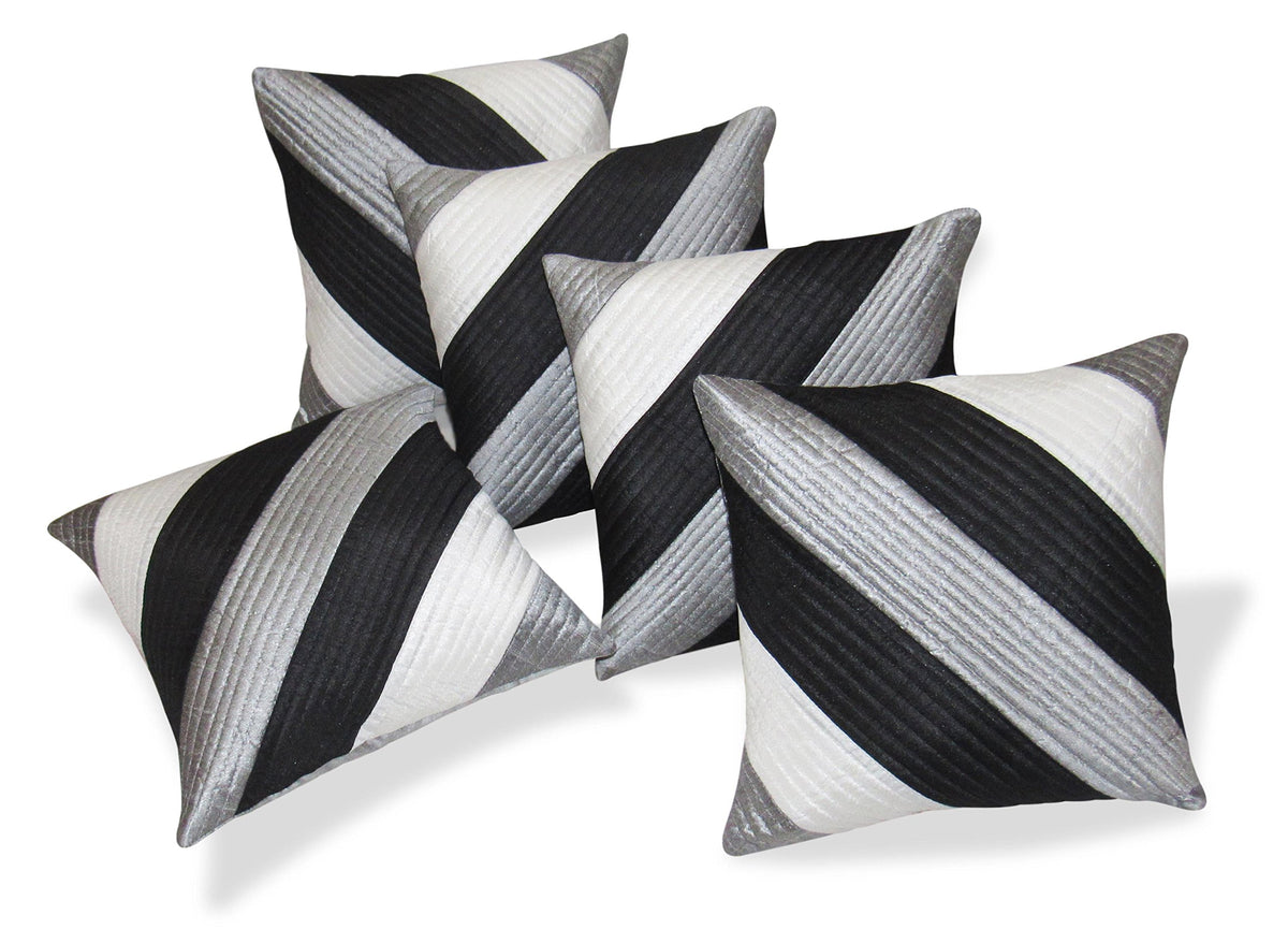 Zikrak Exim Straight Quilting Grey Comb Cushion Cover For Home/Offices/Hotels/Lounges/Party Halls 30X30 Cms,12 X 12 Inchex(5 Pcs