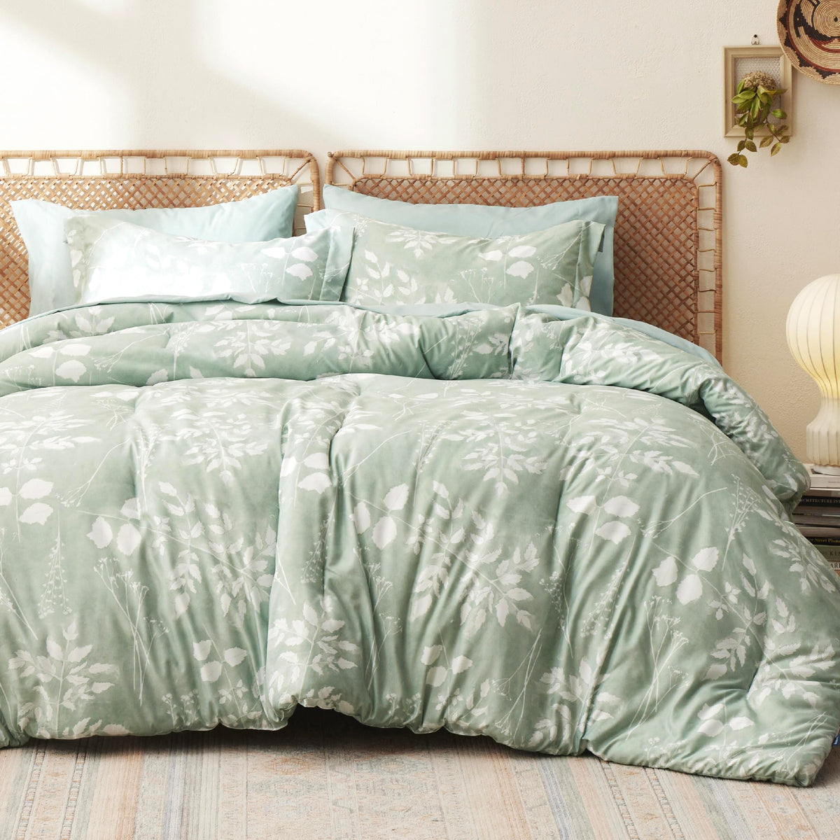 Bedsure Twin Comforter Set - 5 Pieces Floral Sage Green Soft Bedding Sets, Twin Bed In A Bag With Botanical Flowers Comforter, Sheets, Pillowcase & Sham