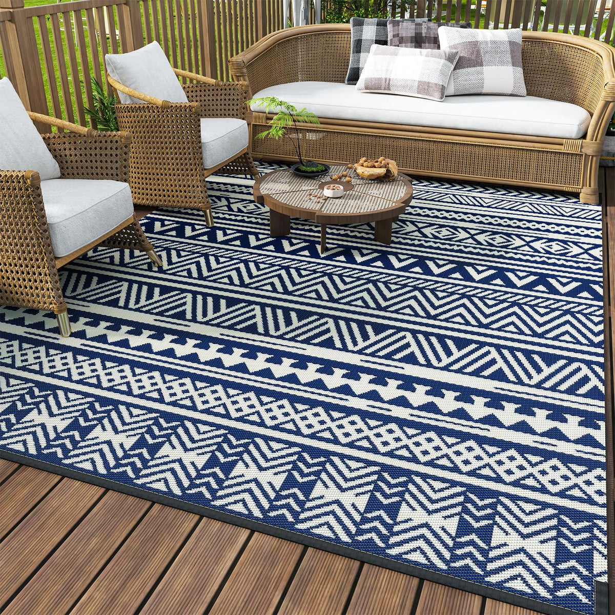 Montvoo-Outdoor Rug Carpet Waterproof 8X10 Ft Reversible Patio Rug Rv Camping Rug-Plastic Straw Rug Outside Indoor Outdoor Area