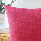 Otostar Pack Of 2 Throw Pillow Covers 20X20 Inch Linen Hot Pink Pillowcases Farmhouse Decorative Solid Pillow Covers 50X50 Cm Sq