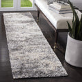 SAFAVIEH Berber Shag Collection Runner Rug - 2' x 10', Grey Blue & Cream, Abstract Design, Non-Shedding & Easy Care, 1.2-inch Th
