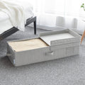 JS HOME 30 x 12 x 6.5 Large Under Bed Organizer with Double Folding Lid, Foldable Low Profile Stackable Drawer Organizer Bins