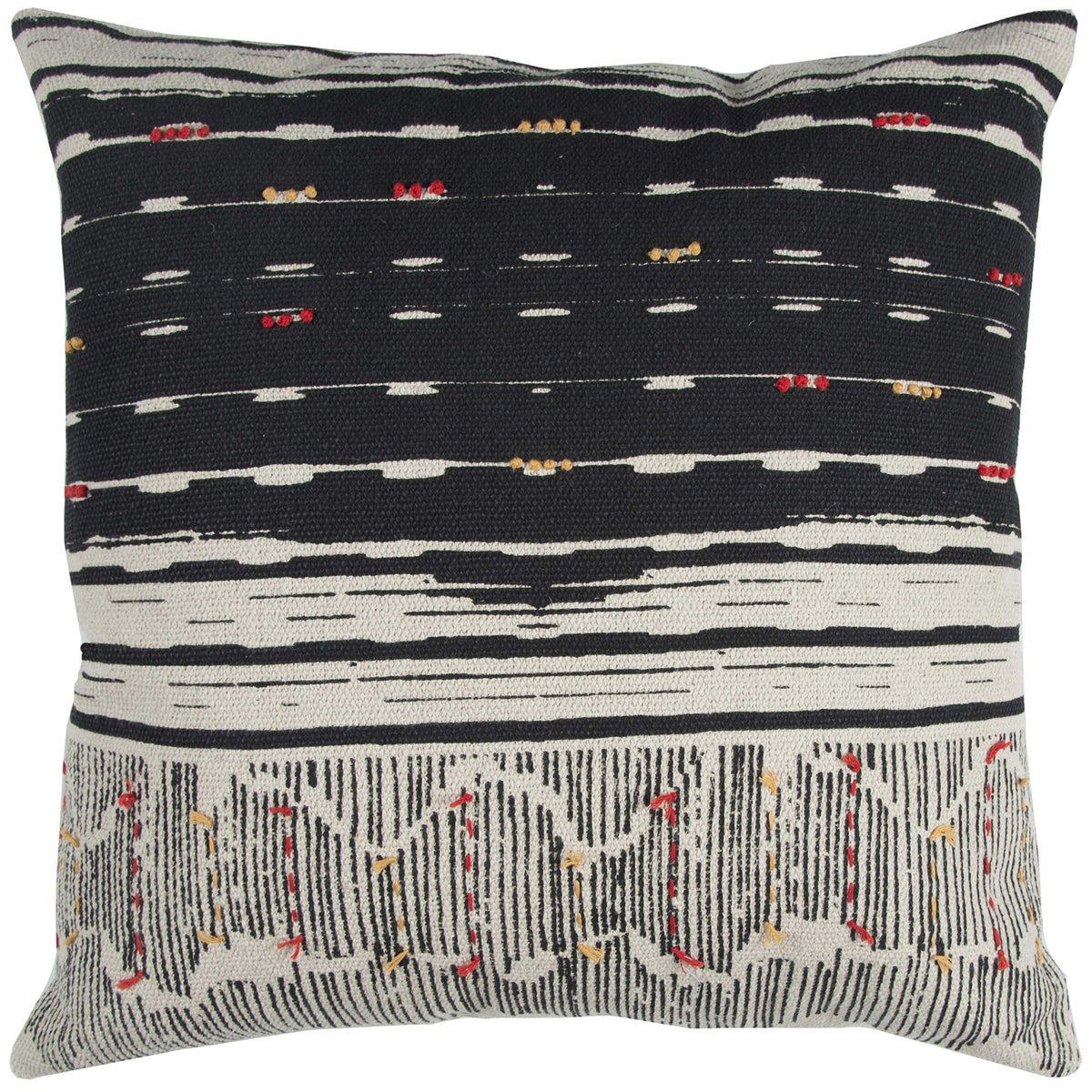 Rizzy Home | T12953 | 22&quot;x22&quot; Black/Gray/Red Decorative Pillow | Down Fill