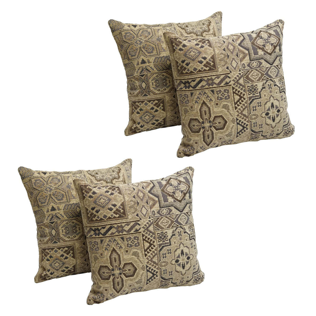 Blazing Needles Jacquard Chenille Throw Pillow, 17&quot;, Persian Mosaic 4 Count