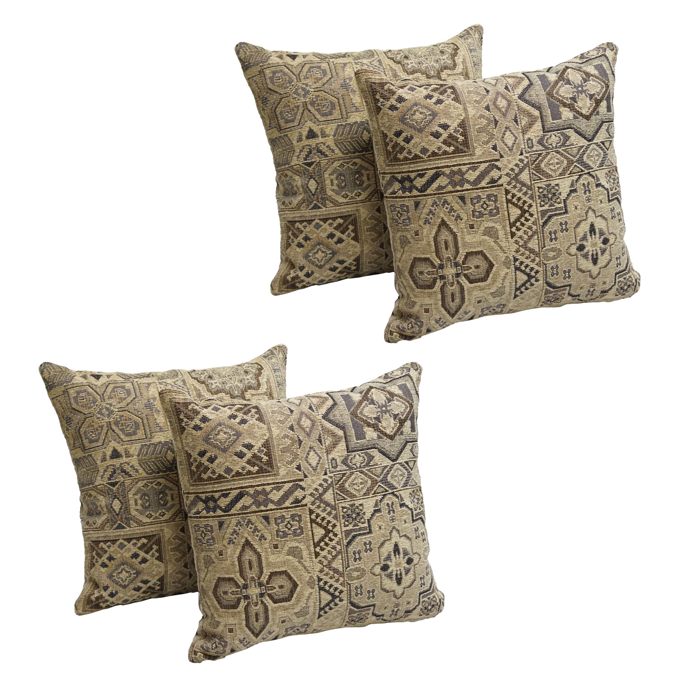 Blazing Needles Jacquard Chenille Throw Pillow, 17", Persian Mosaic 4 Count