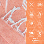 Cabanana Cotton Turkish Hand Towel - Set Of 2 | Boho Kitchen Tea Towels, 40 X 16 Inches Thin Decorative Bathroom Towel (Coral)