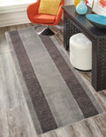 Washable Custom Size Runner Rug Meander Design Grey and Black, (21 Feet Length x 26 Inch Width) Custom Cut Slip Resistant Rubber