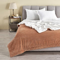 Ribbed Texture Reversible Brown Throw Blanket, Fluffy And Luxurious Twin Blanket (90' X 66' Blanket, Toffee)