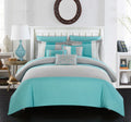 Chic Home Turquoise Bed In A Bag Comforter Set, King Size (10 Pieces), Ayelet - Color Block Stripe Premium Microfiber Bedding -
