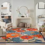 Nourison Aloha Indoor/Outdoor Multicolor 3'6' X 5'6' Area Rug, Easy Cleaning, Non Shedding, Bed Room, Living Room, Dining Room, Kitchen (4X6)